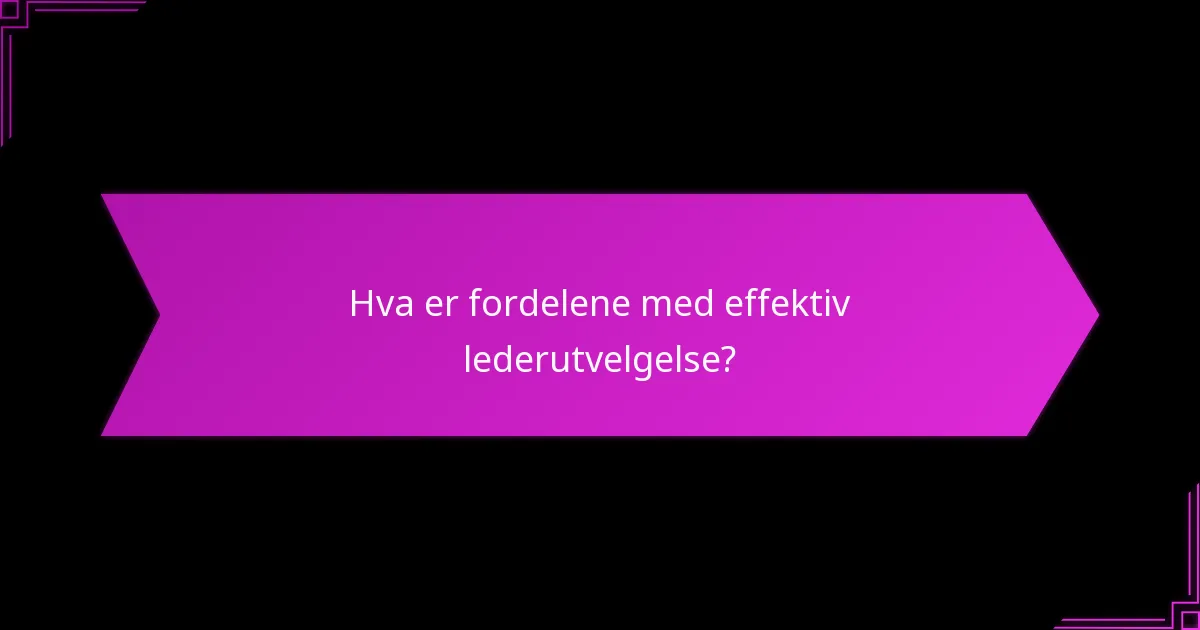 Hvilke rammeverk støtter optimal lederutvelgelse?