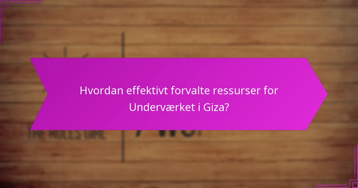 Hvordan effektivt forvalte ressurser for Underværket i Giza?